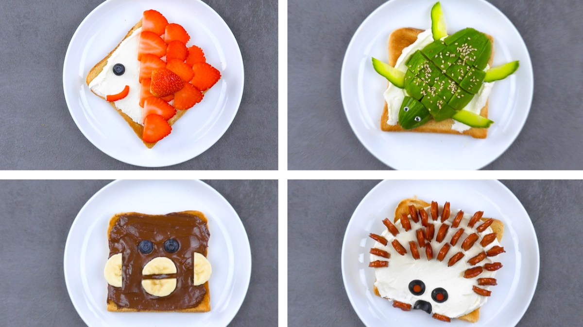 6 tostadas en forma de animales para el desayuno
