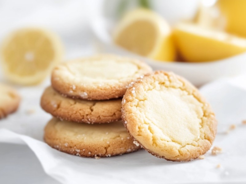 Una pila de galletas de limón y cardamomo.